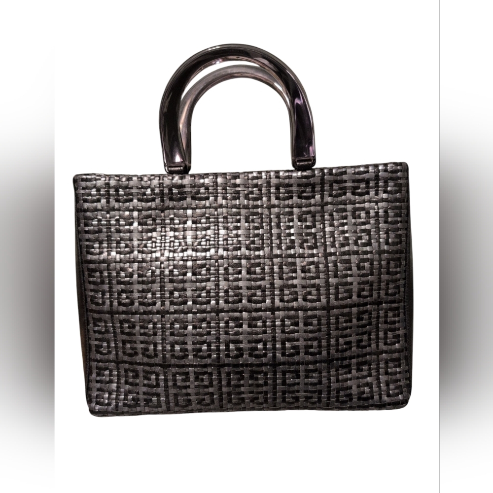 Givenchy Black and Silver Tote Bag Purse Woven Vintage Beautiful Preloved Clean